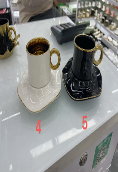 6 أكواب مع 6 صحون - A14-3 white