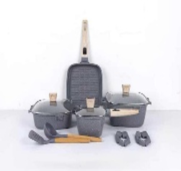طقم قدر شوربة 11 قطعة - black5 grey5