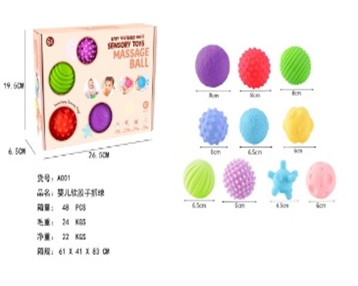 BABY SOFT RUBBER HANDHELD BALL (6-PIECE SET) - A023